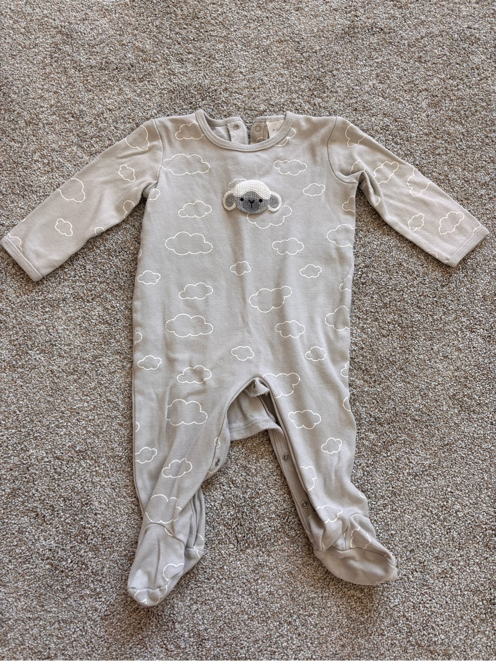 Gray Cloud-Print Baby Footed Pajamas